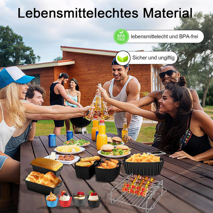 Silikonform Heissluftfritteuse für Ninja AF180EU 6.2L, 22 Stück Airfryer Silikonform Set mit Grillro
