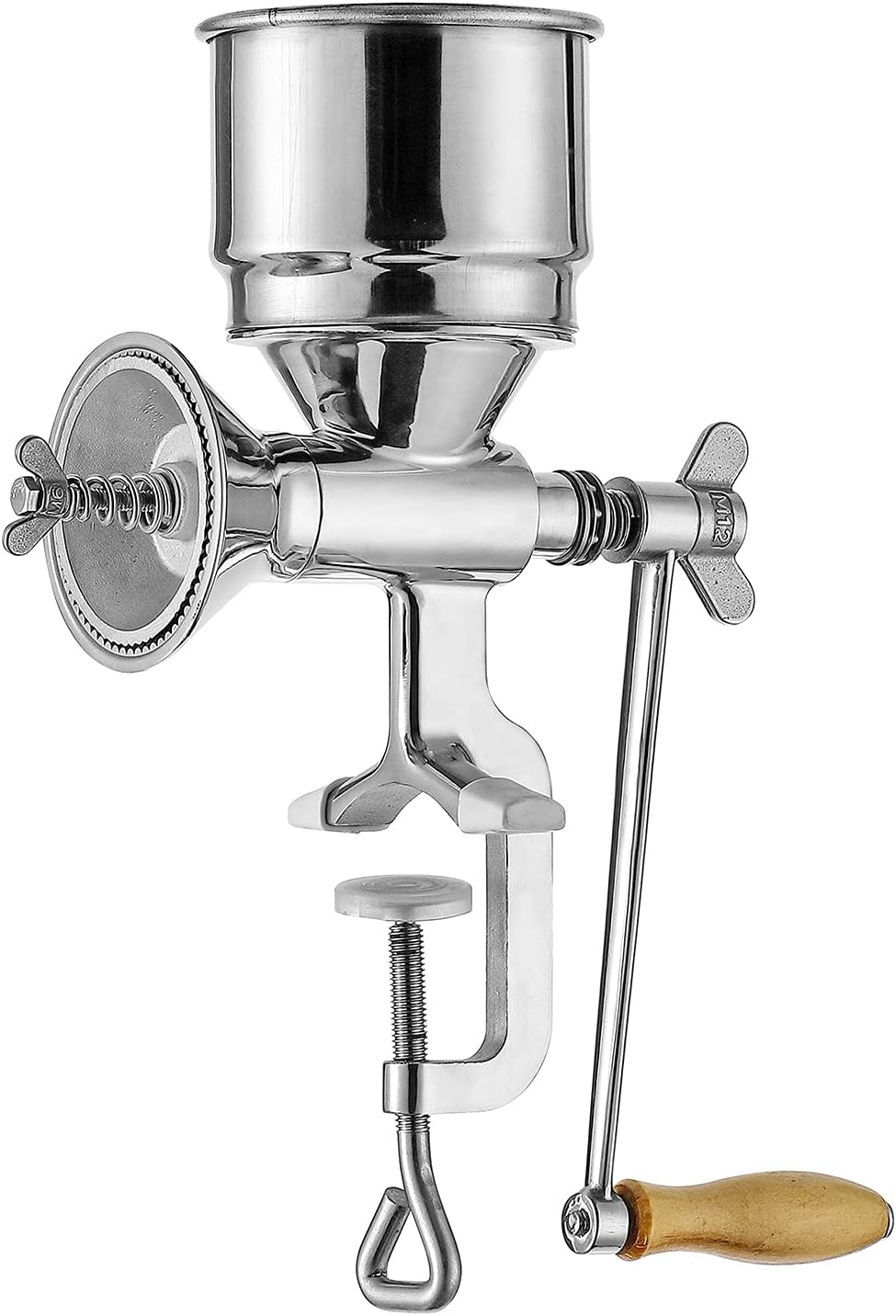 Moongiantgo Getreidemühle Manuell Rostfreier Stahl mit Handkurbel & Tischklemmen-Design, φ105mm gros