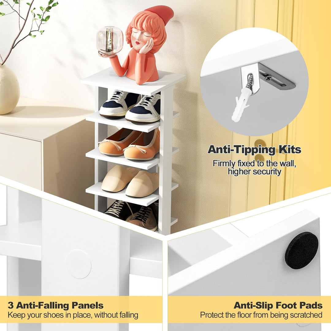 GIANTEX Schuhregal mit 8 Ebenen Schschrank Holz Schuhständer vertikal platzsparend Schuh-Organizer L