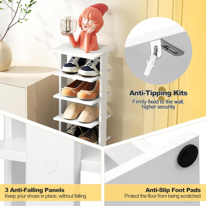 GIANTEX Schuhregal mit 8 Ebenen Schschrank Holz Schuhständer vertikal platzsparend Schuh-Organizer L