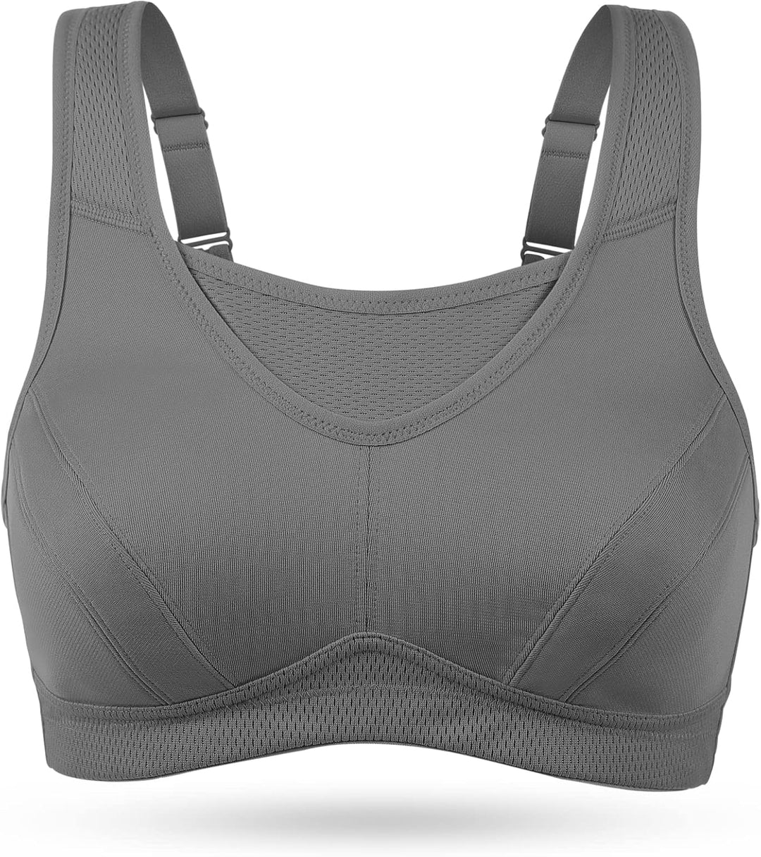 Wingslove Damen Sport BH ohne Bügel Nicht Gepolstert High Impact Bustier Halt Joggen BH 75B Grau, 75