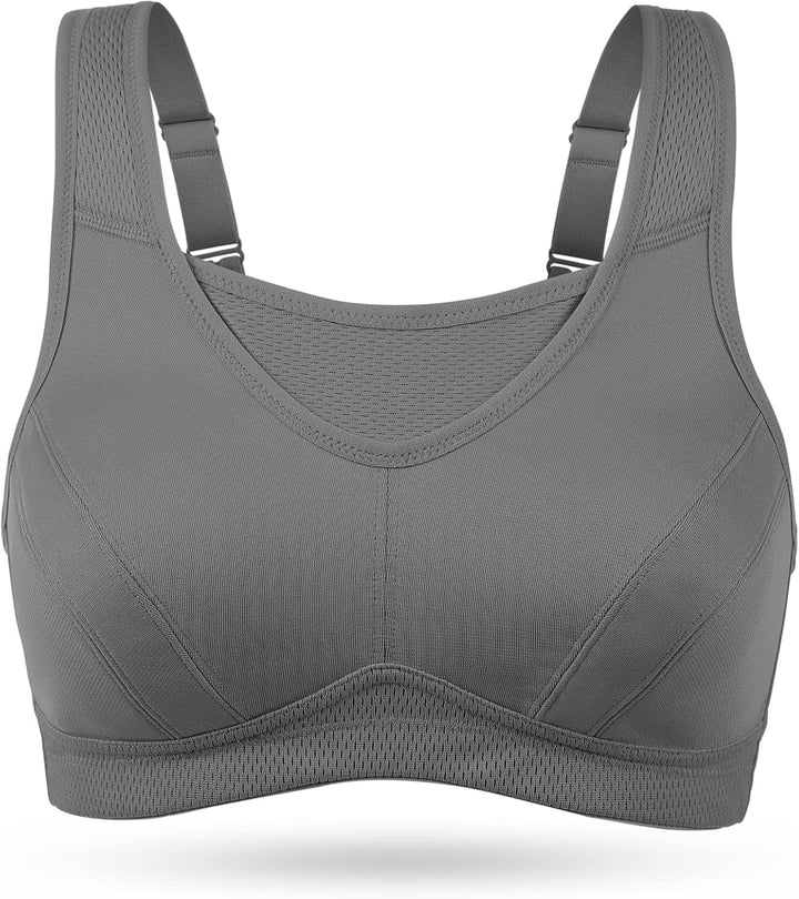 Wingslove Damen Sport BH ohne Bügel Nicht Gepolstert High Impact Bustier Halt Joggen BH 75B Grau, 75