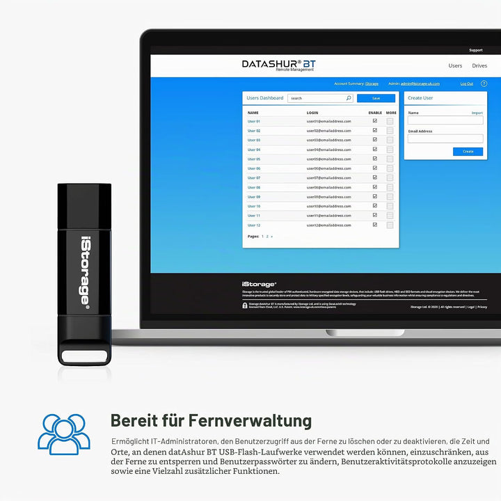 iStorage datAshur BT 64 GB , Encrypted Secure Flash Drive , Unlock via Smartphone using Bluetooth ,