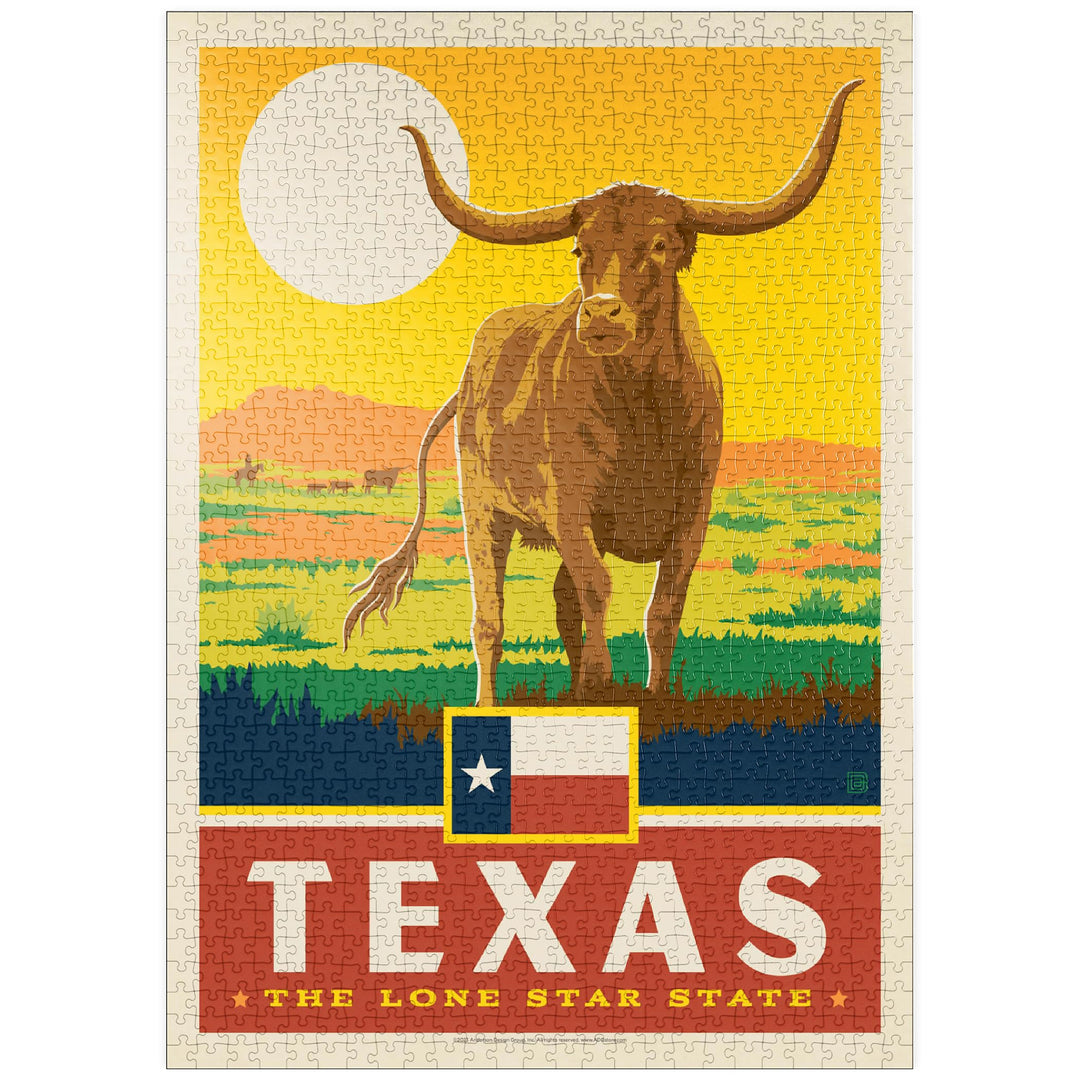 Texas: The Lone Star State, State Pride Vintage Poster - Premium 1000 Teile Puzzle - MyPuzzle Sonder