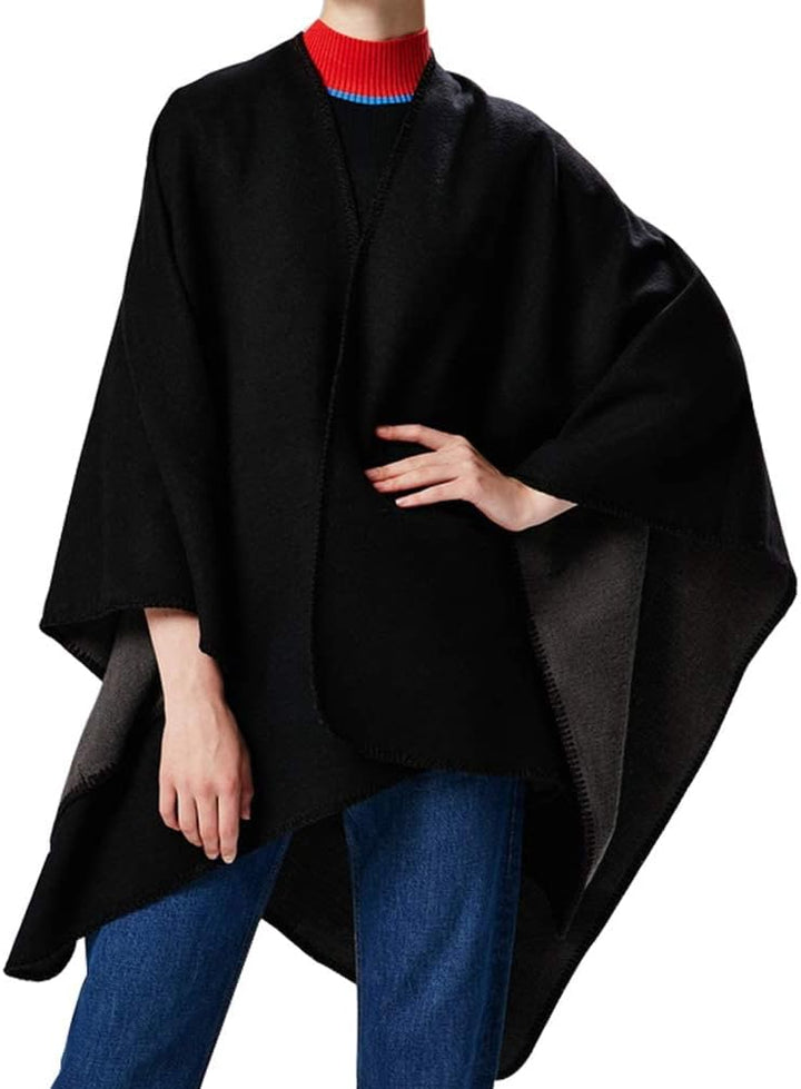 Poncho Damen Winter Strick Cape Cardigan Übergrosse Poncho Schal Elegant Warm Wendeumhang für Herbst