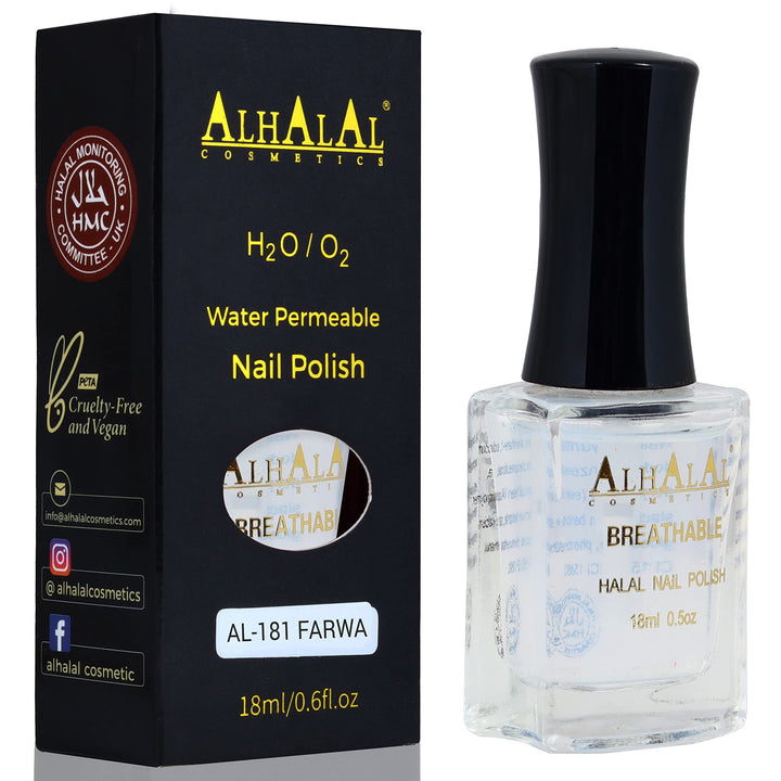 Al Halal-Gel-Nagellack – wasserdurchlässiger roter und weisser Nagellack – glänzendes Finish, vegan