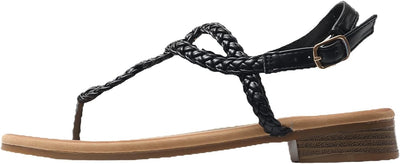 JOMIX Sommer Zehentrenner Damen Kunstleder Sandalen Damen Niedriger Flip Flops Damen Elegant Strands