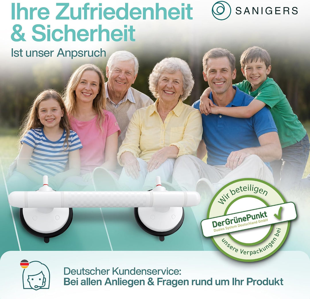 Haltegriff mit Saugnapf I 2026 I EXTRA STARKER HALT 130 KG I 36,5 CM Haltegriff Dusche ohne Bohren,