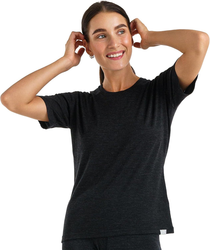 Merino.tech 100% Merino Shirt Damen Wandern - Merinowolle Tshirt Damen Kurzarm - Sport Thermo Unterh