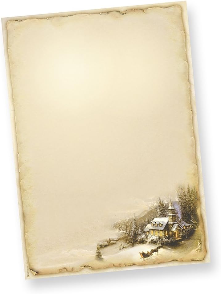WINTERIDYLLE Weihnachtsbriefpapier (250 Blatt) Weihnachtliches Papier DIN A4 Briefpapier Weihnachten