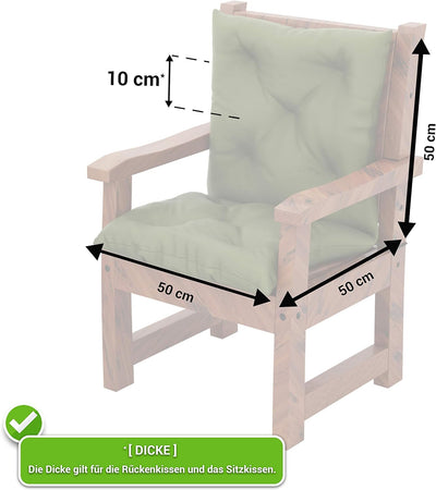 MOLTICO 2er Set Stuhlkissen Sitzkissen und Rückenkissen für Stühle Sessel Wasserdicht - Indoor und O