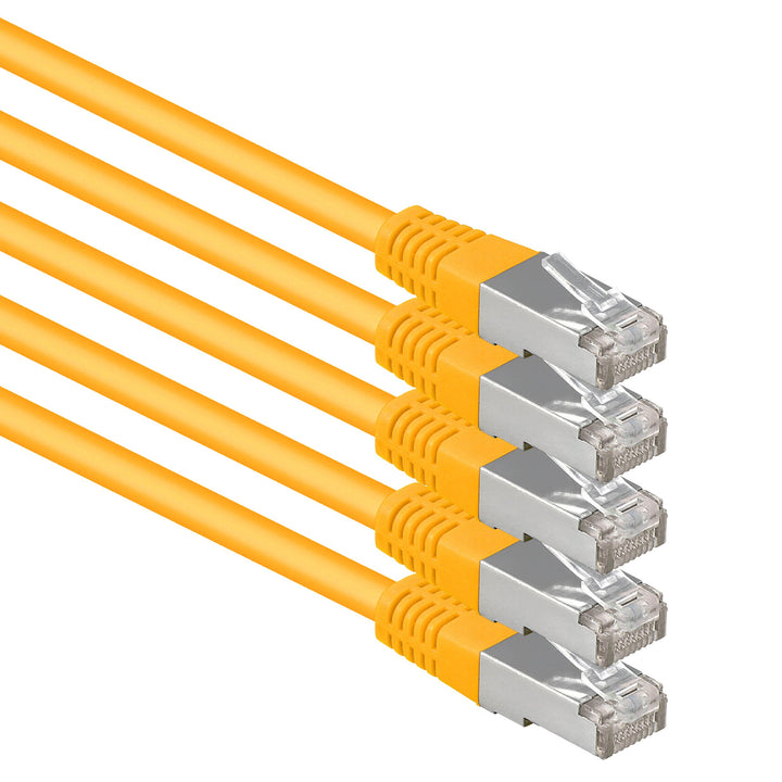1aTTack.de 7,5m gelb - 5 Stück Cat.6 Patchkabel Netzwerkkabel CAT6 S-FTP Gigabit Lan PIMF CAT 6 Kupf