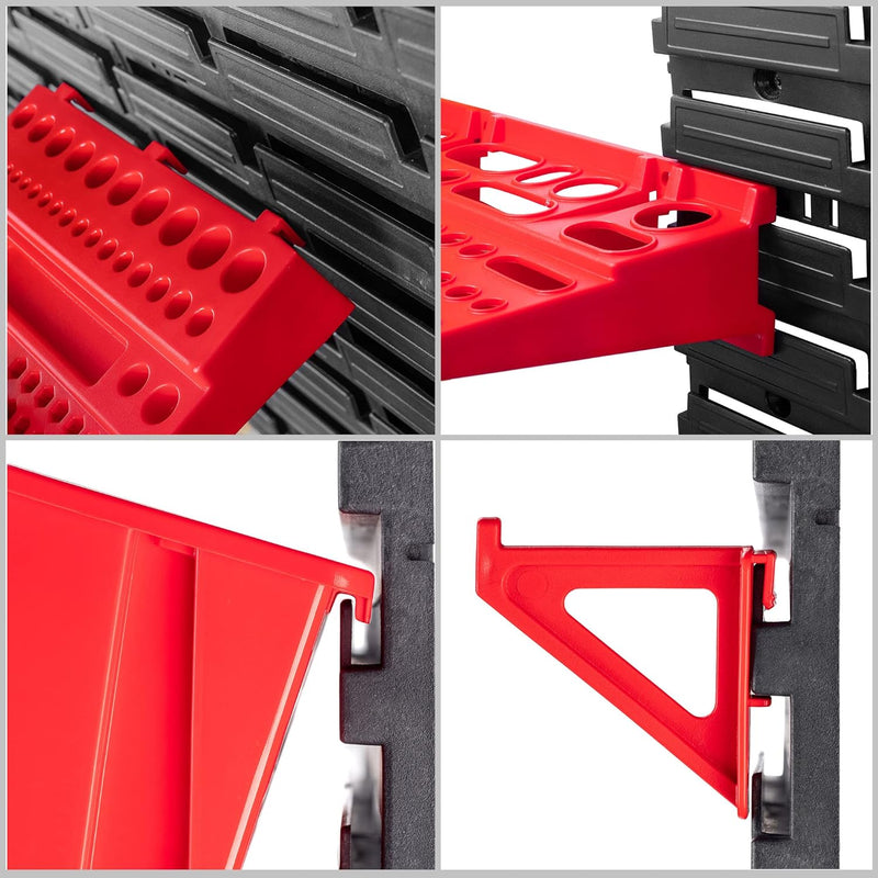 KADAX Werkstattregal, 116x39cm Werkzeugwandregal aus robustem Kunststoff, UV-Resistentes Lagersystem