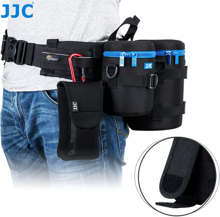 JJC Deluxe Objektiv Tasche mit 1 x Umhängeband, Wasserabweisend, Schwarz, passt Objektiv Durchmesser