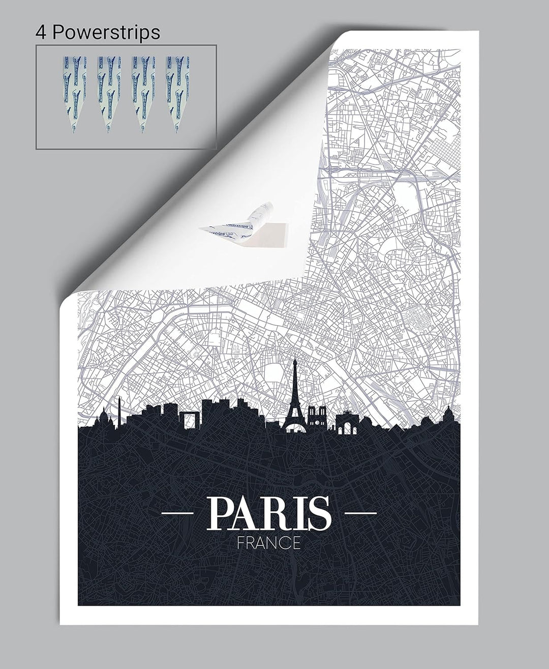 wandmotiv24 Poster als Wanddeko, Grösse Din A1, Strassen Karte Paris, Frankreich, Hauptstadt, Reisen