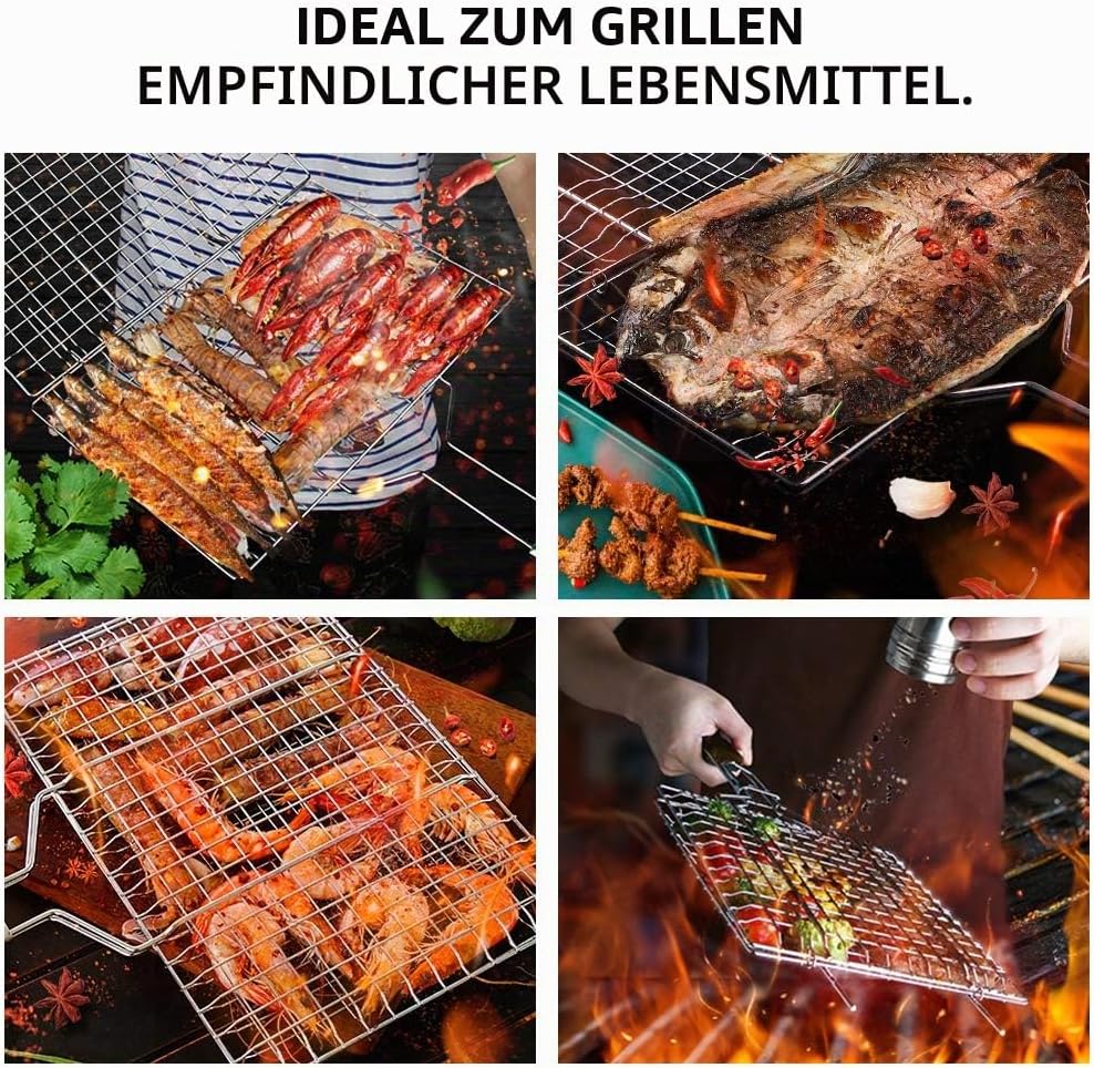 Faltbarer BBQ Grillkorb, Huolewa Tragbares Grillwerkzeug Grillroste Grillkorb Grill für Fischgemüse