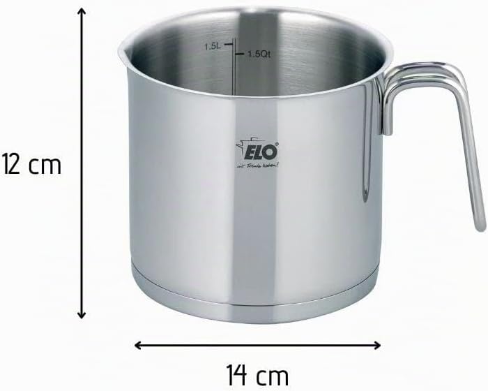 ELO Milchtopf ohne Deckel 14 cm Serie CITRIN aus Edelstahl mit Literskala/induktionsfähig