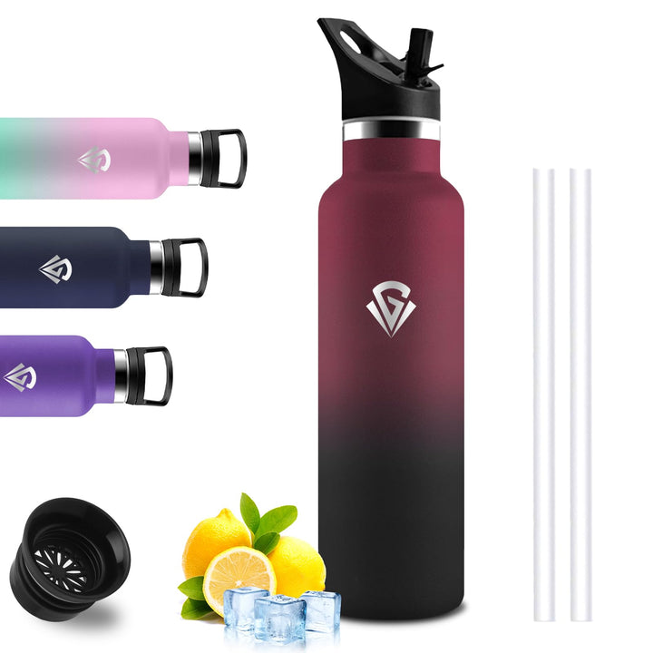 Trinkflasche Edelstahl- Wasserflasche 750ml- BPA-Frei- Thermosflasche mit Strohhalm- Isolierflasche