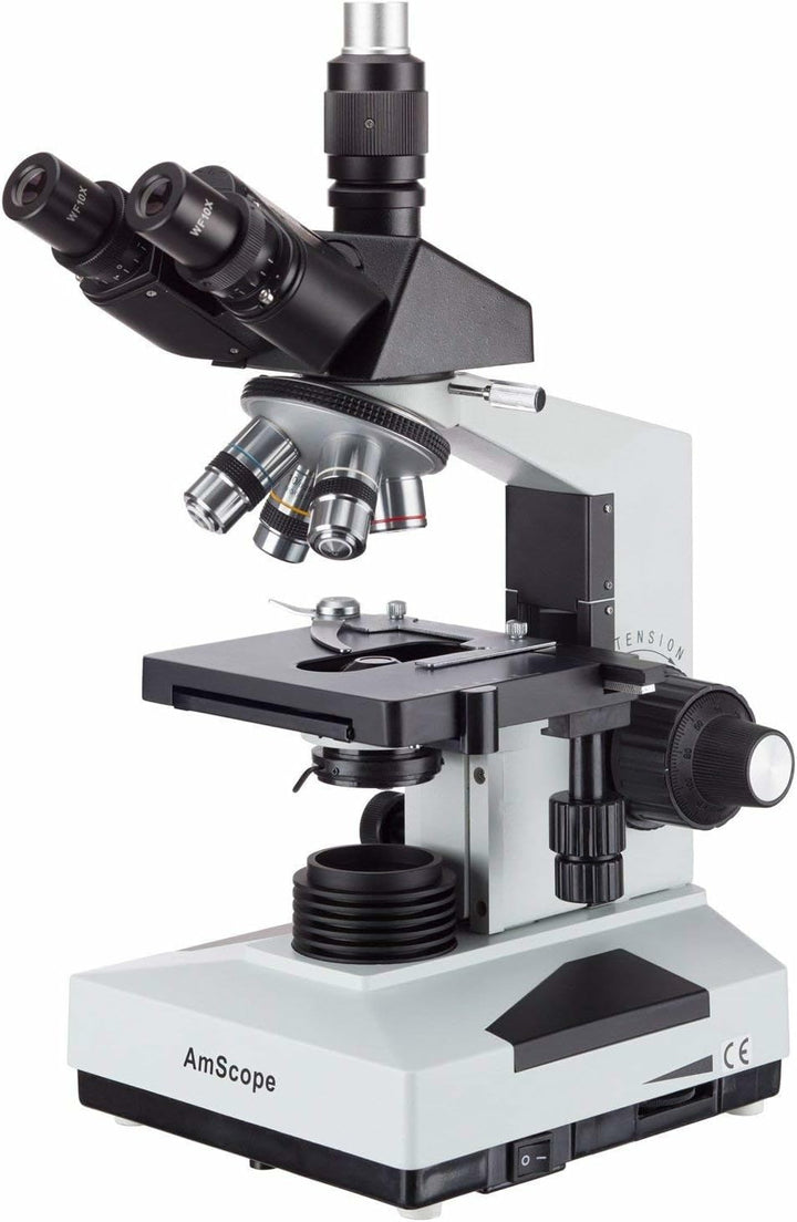 AmScope T490B Trinokulares Verbundmikroskop, 40X-2000X, Weiss