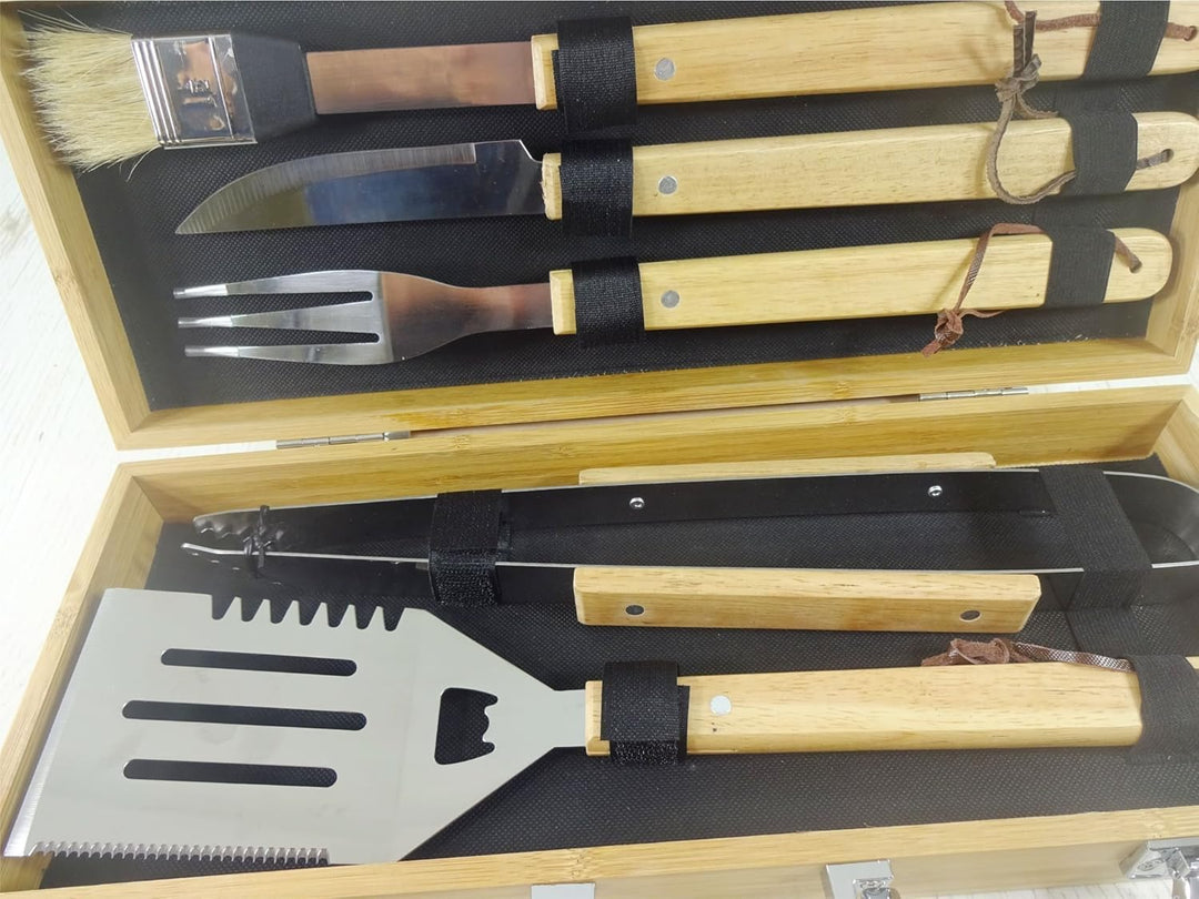Personalisierte Grill Set | 5 Stück Grillbesteck Werkzeug Set | BBQ Grill-Tools | Set Barbecue-Utens