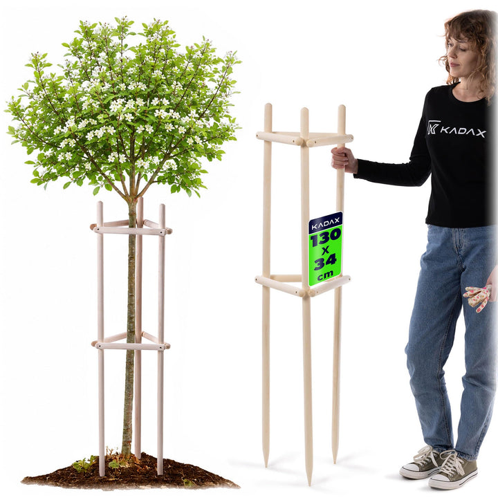 KADAX Baumstütze 130 cm aus robustem Holz, Baumpfahl zur sicheren Fixierung junger Bäume & Sträucher