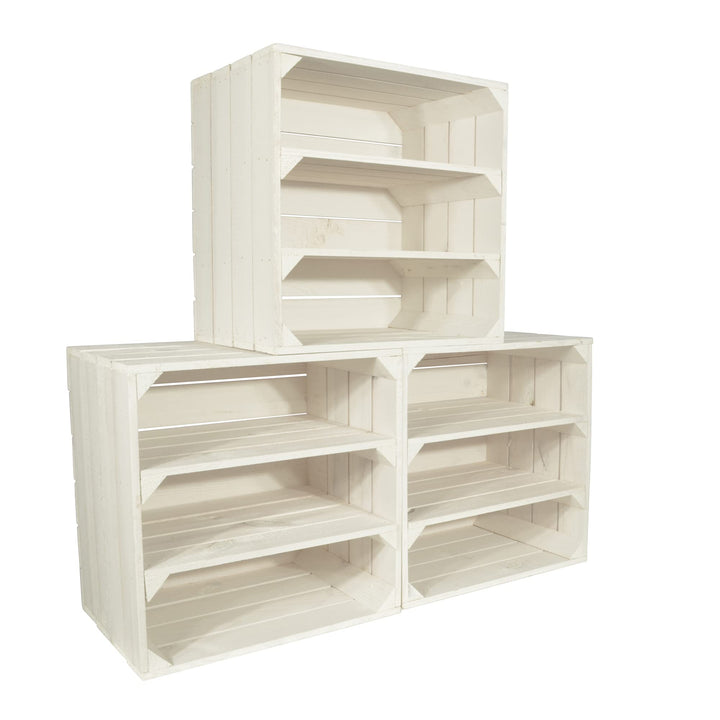 3 Set Weinregal Wino aus Holz - Weiss 2x Regal Holzkiste 3 2x Weiss Regal, 3 2x Weiss Regal
