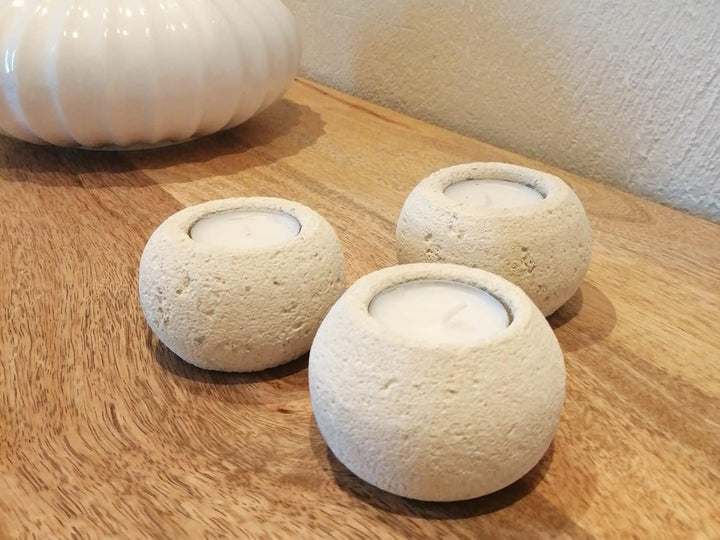 Set mit 3 Teelichthaltern PALLINA, Home Decor aus Matratze, typische Handwerkskunst. Handmade Produc