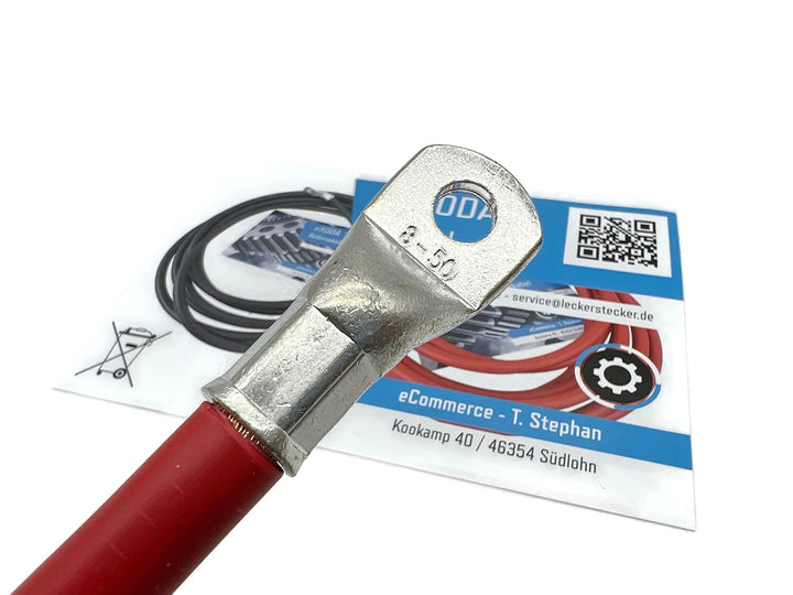 eXODA 50mm² Batteriekabel 50cm M8 Kabelschuhe Rot 99 9% Kupfer max 8064 Watt 672A bei 12V ideal für