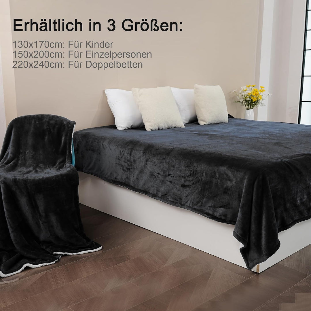 Winthome Kuscheldecke Dicke Warme, Decke Flauschig, Fleecedecke Doppelseitiges Design, Winterdecke S