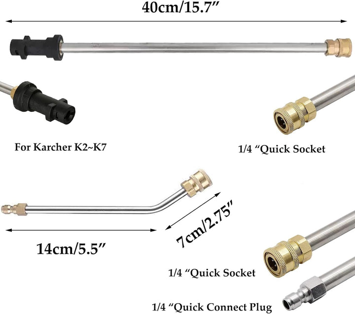 Hochdruckreiniger Verlängerungsstab Lanze für Kärcher K2 K3 K4 K5 K6 K7, Verlängerungsstab (40cm) +