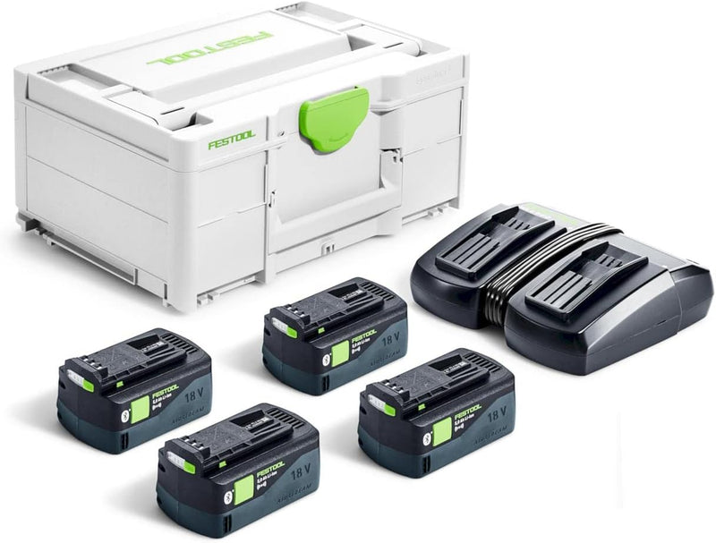 Festool Energie-Set SYS 18V 4x5,0/TCL 6 DUO (mit Akkupacks BP 18 Li 5,0 ASI, Schnellladegerät), im S