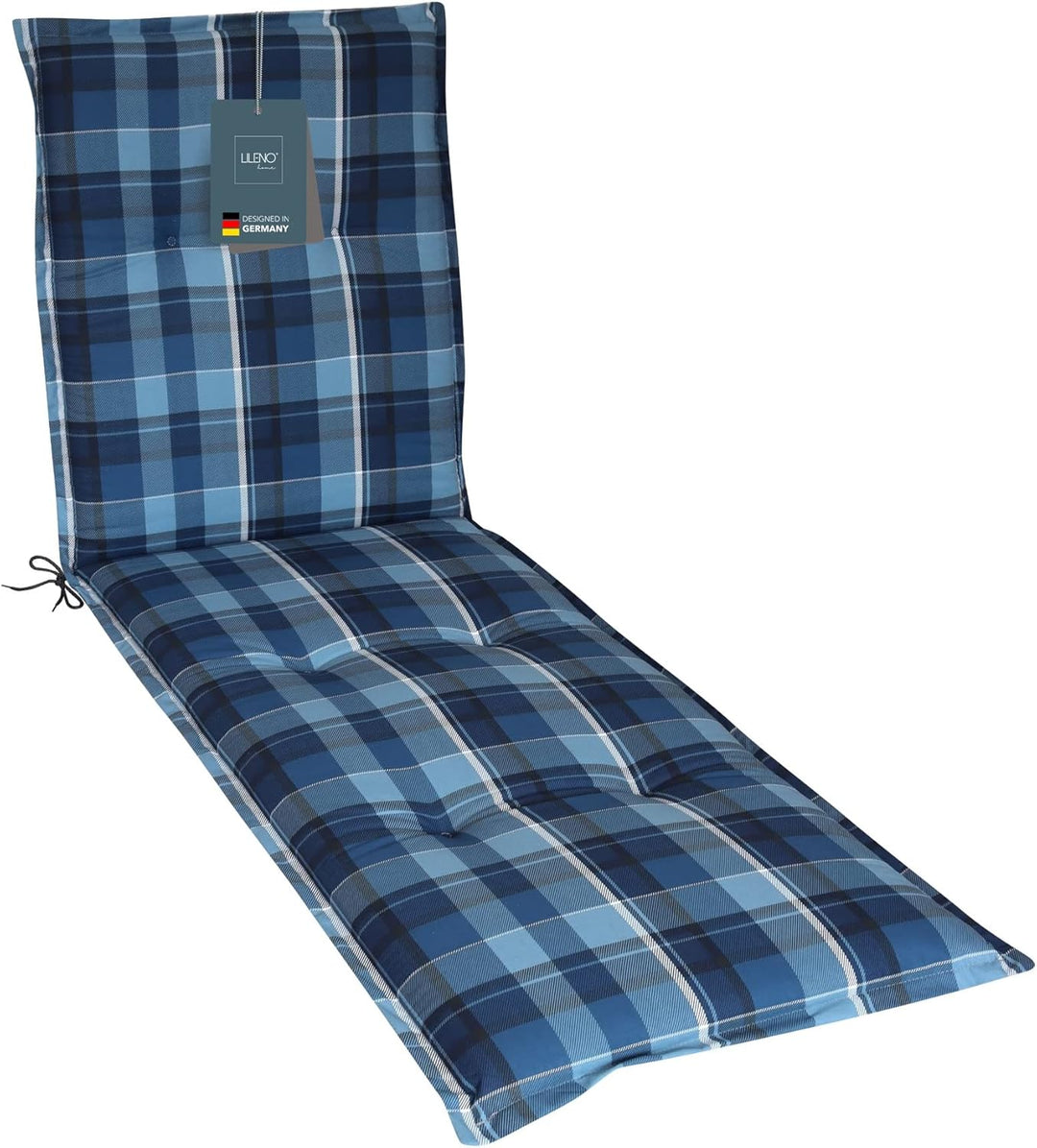 LILENO HOME Sonnenliege Auflage als [1er Set - Rollliege] in Karo Blau - Gartenliegen Auflage perfek