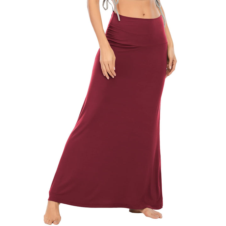 Durio Rock Maxirock Lang Damen Rock Weich Sommerrock Elegant Freizeitrock mit Hohem Bund Elastisch S