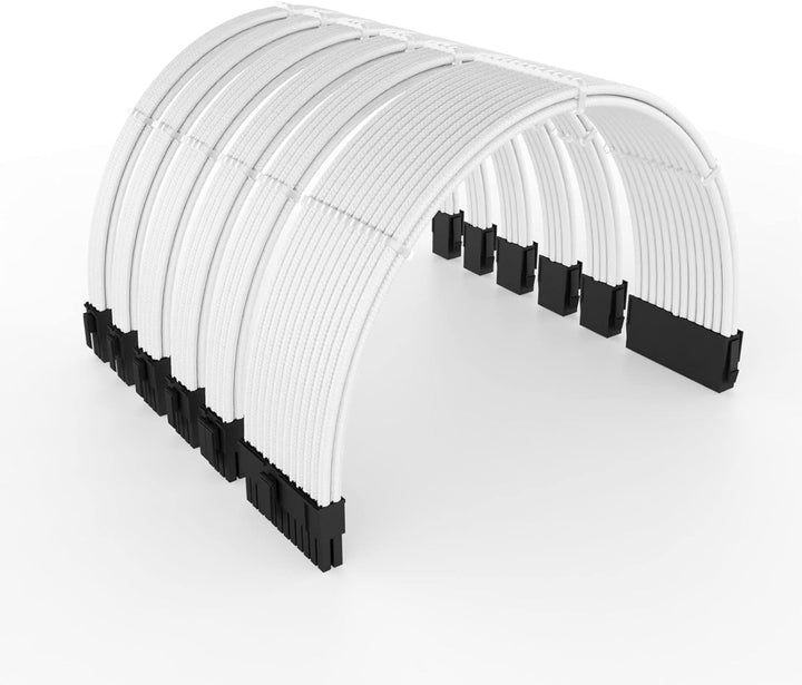 dcl24.de 30CM Sleeved Cable PC Extension Kit Weiss für Netzteil, GPU/CPU, PSU Cable Extensions mit K