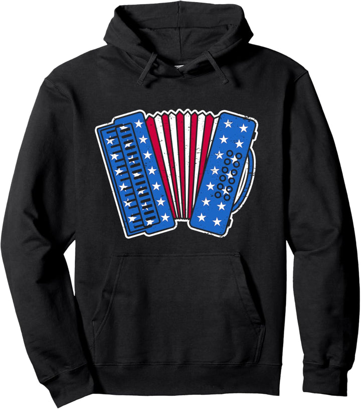 USA Akkordeon-Spieler Amerikanische Flagge Akkordeon Pullover Hoodie