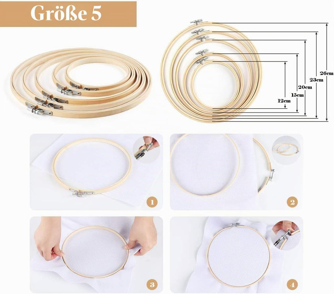 ilauke Stickgarn set 100 Farben,Kreuzstich Set mit Jutebeutel,Rahmen aus Bambus,Embroidery Floss Mul