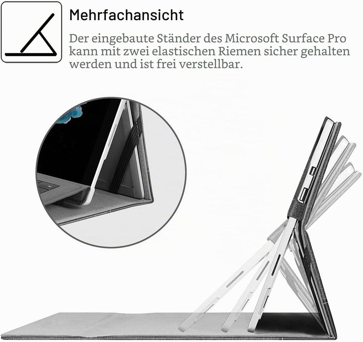 Fintie Hülle für Microsoft Surface Pro 7+ / 7/6 / 5/4 / 3 - Multi-Sichtwinkel Kunstleder Tasche Schu