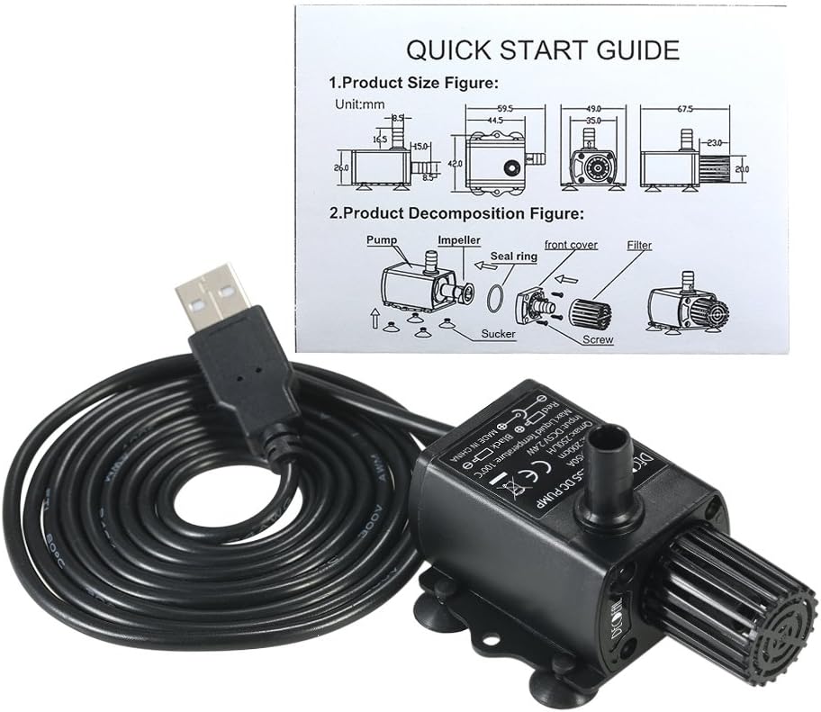 Decdeal USB Tauchpumpe Teichpumpe Aquarium Wasserpumpe für Teiche, Garten, Brunnen 2.4W / 4.8W Optio