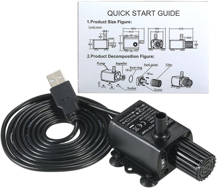 Decdeal USB Tauchpumpe Teichpumpe Aquarium Wasserpumpe für Teiche, Garten, Brunnen 2.4W / 4.8W Optio
