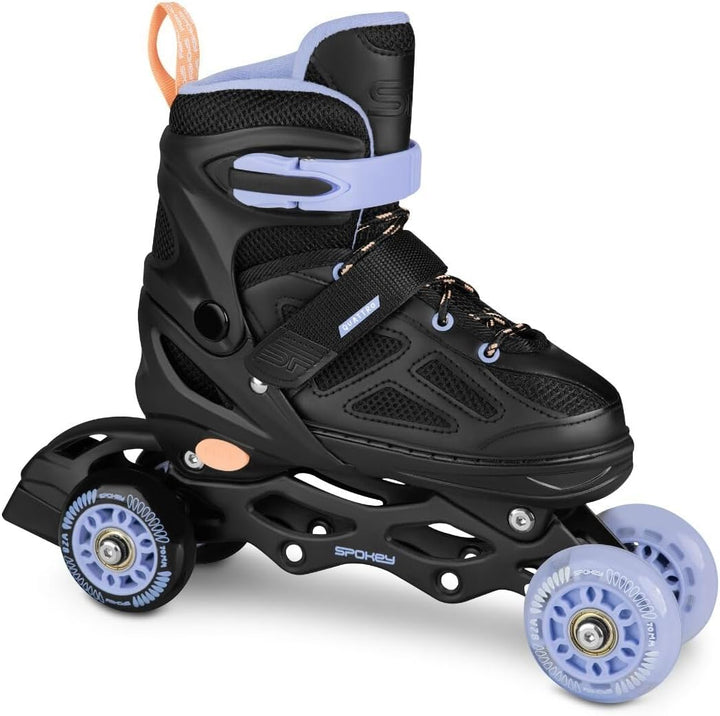 SPOKEY Quattro Set 4in1 Inliner/Rollschuhe/Triskates/Schlittschuhe VERSTELLBAR | für Kinder und Juge