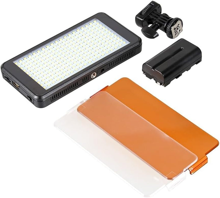 ayex Extraflache dimmbare Videoleuchte mit 228 LEDs und Power Bank Funktion mit Diffusoren und Neige