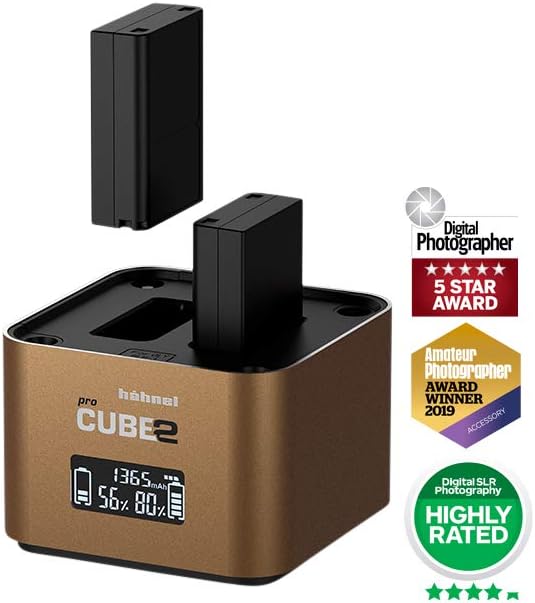Hähnel – ProCube 2 – DSLR Duo Charger – für Olympus – EU/UK/USA – Ladegerät für BLN-1, BLS-5 & BLH-1