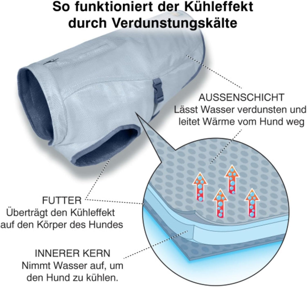 Kurgo Hundekühlweste - Sommer-Kühljacke - Hundemantel kompatibel mit Geschirr - Reflektierende Akzen