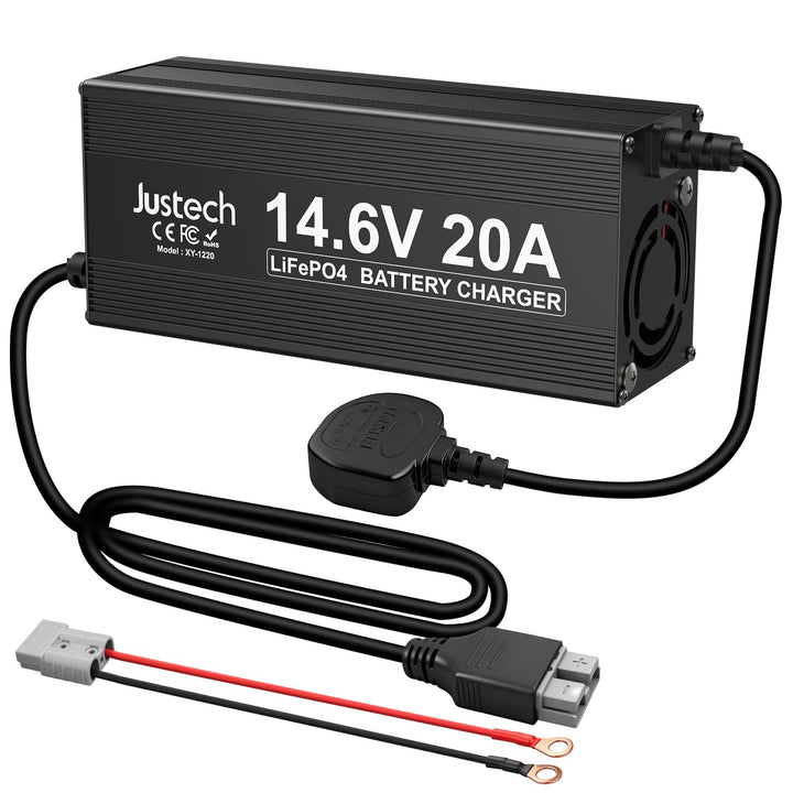 Justech 20A 14.6V Ladegerät für Lithium-Eisenphosphat (LiFePO4)-Batterien, Mit umfassendem Schutz fü