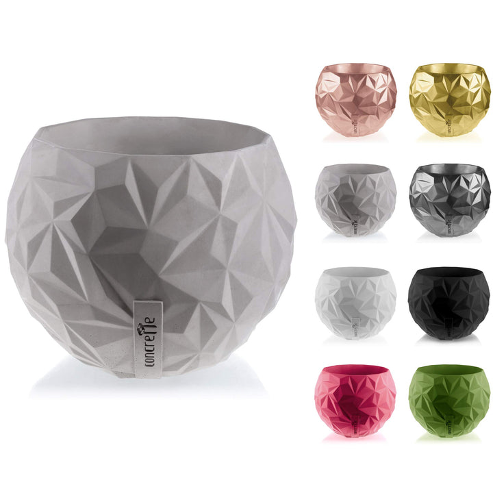 CONCRETTE Blumentopf Blumenkübel Zement-Pflanzkübel Übertopf aus Beton Bauble Geometric Ø 7,6 cm/Ø 2