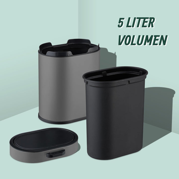 Relaxdays Mülleimer Wandmontage, 5 Liter, Einhängen oder Kleben, Inneneimer, Küchenabfalleimer, Badm