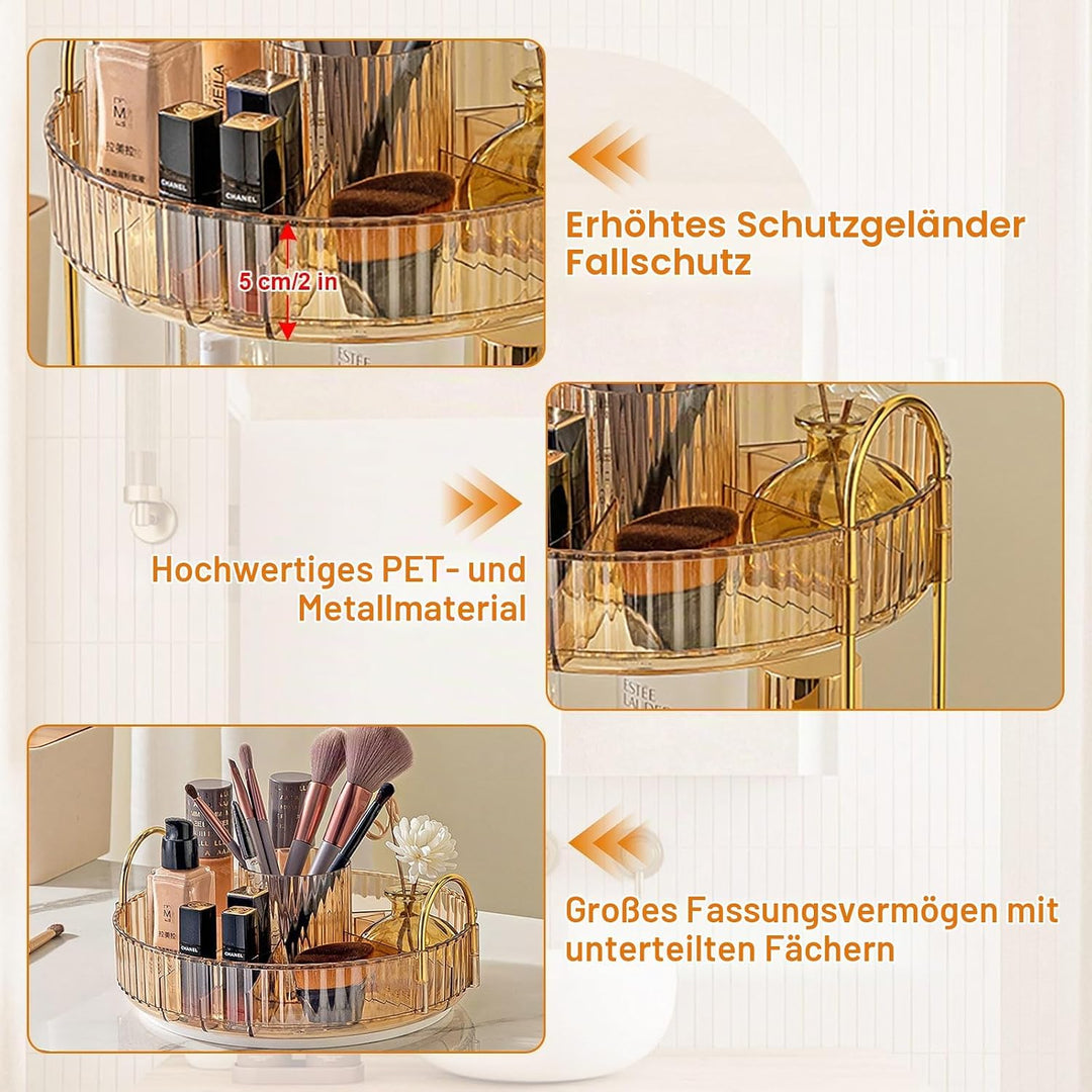 SHANNA Make Up Kosmetik Organizer: 2-stufiger 360° Drehbarer Kosmetik-Parfümständer, Toilettenartike