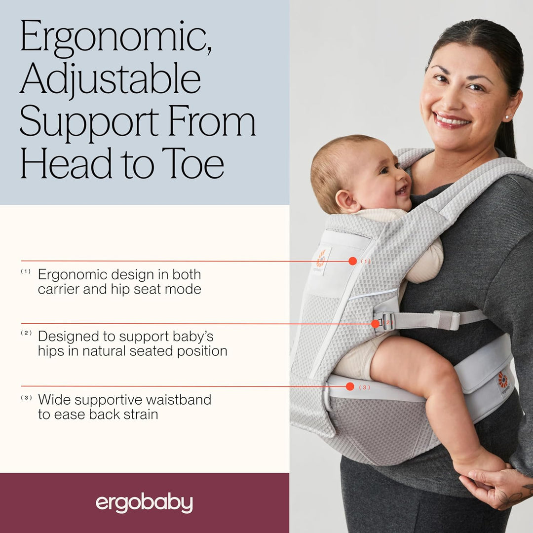 Ergobaby Alta Hip Seat Babytrage mit Babyhüftsitz für Babys und Kleinkinder ab 4 Monaten (5,5 kg - 2