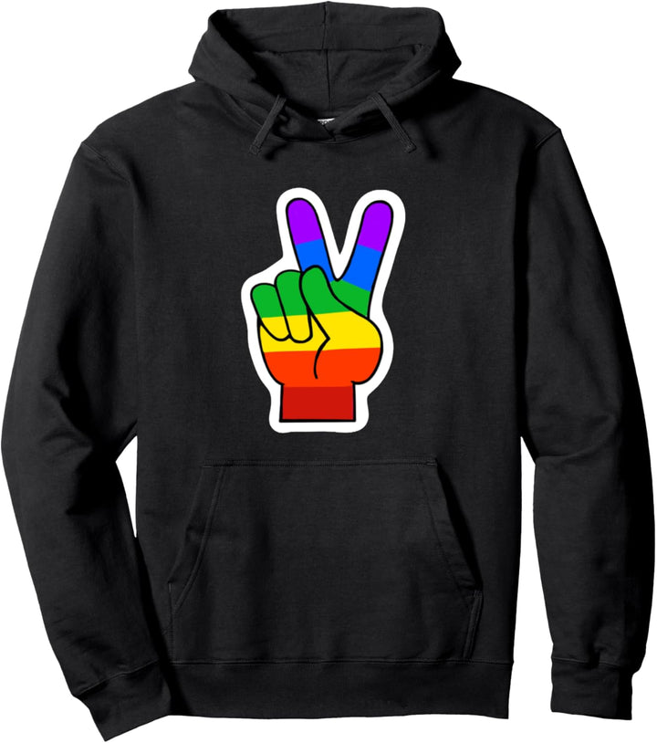 Friedenszeichen, Regenbogen-Flaggen-Design Pullover Hoodie
