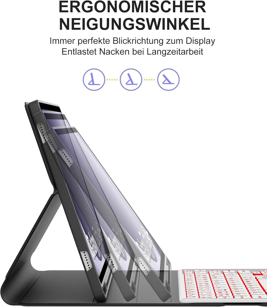 Premium Tastatur Hülle für Samsung Galaxy Tab A9+ 11 Zoll (2023, SM-X210/X215/X216) - Deutsches QWER